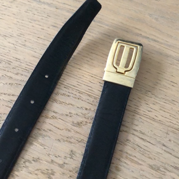 Vintage Italian black brown leather belt adjustabl - Picture 5 of 8